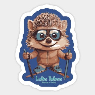 Cute Hedgehog Lake Tahoe Ski Sticker